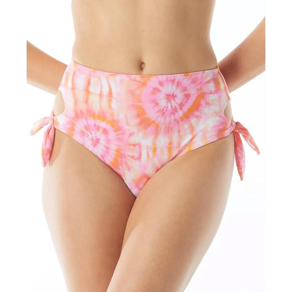 Sundazed Women's Coral Tatum Tie-Dyed Side-Tie High Waist Bikini Bottoms Size M